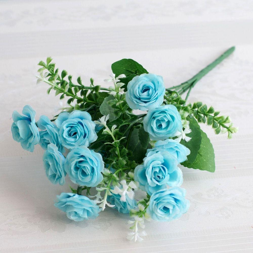 15 Head Real Happy Flower Mini 6 Colors Valentine's Day Flowers Photography Photo Gift Rose Flowers Decorative Home Decorative