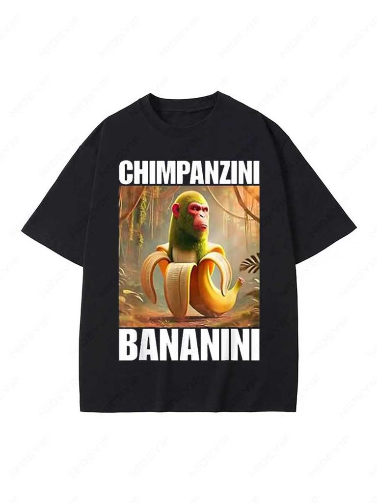 Chimpanzini Bananini Italian Brainrot Meme Tshirt Humor Funny Y2k Graphic Outfit Novelty Gift Bombardiro Crocodilo Tee P205