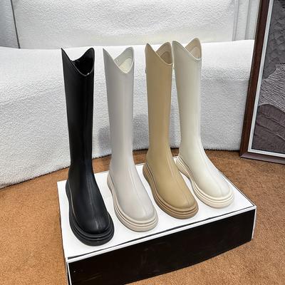 Winter neue Stiefel mit dicker Sohle Weiblichkeit aber Kniestiefel Damen vielseitige elastische flachsohlige Ritterstiefel