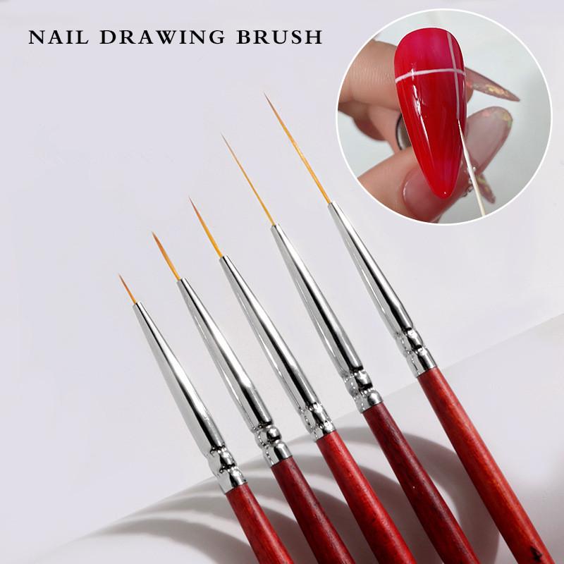 Wooden Nail Art Brushes Nail Art Liner Brush For Thin Details Fine Drawing Liner Brush Uv Gel Polish Painting Nail Design Tool