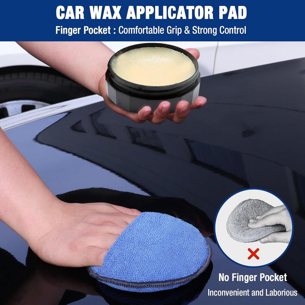 WORKPRO 12-Pack Car Wax Applicator Pads With Finger Pocket, Microfiber Soft Foam Polishing Pads For Car Detailing & Cleaning, Lint-Free, High