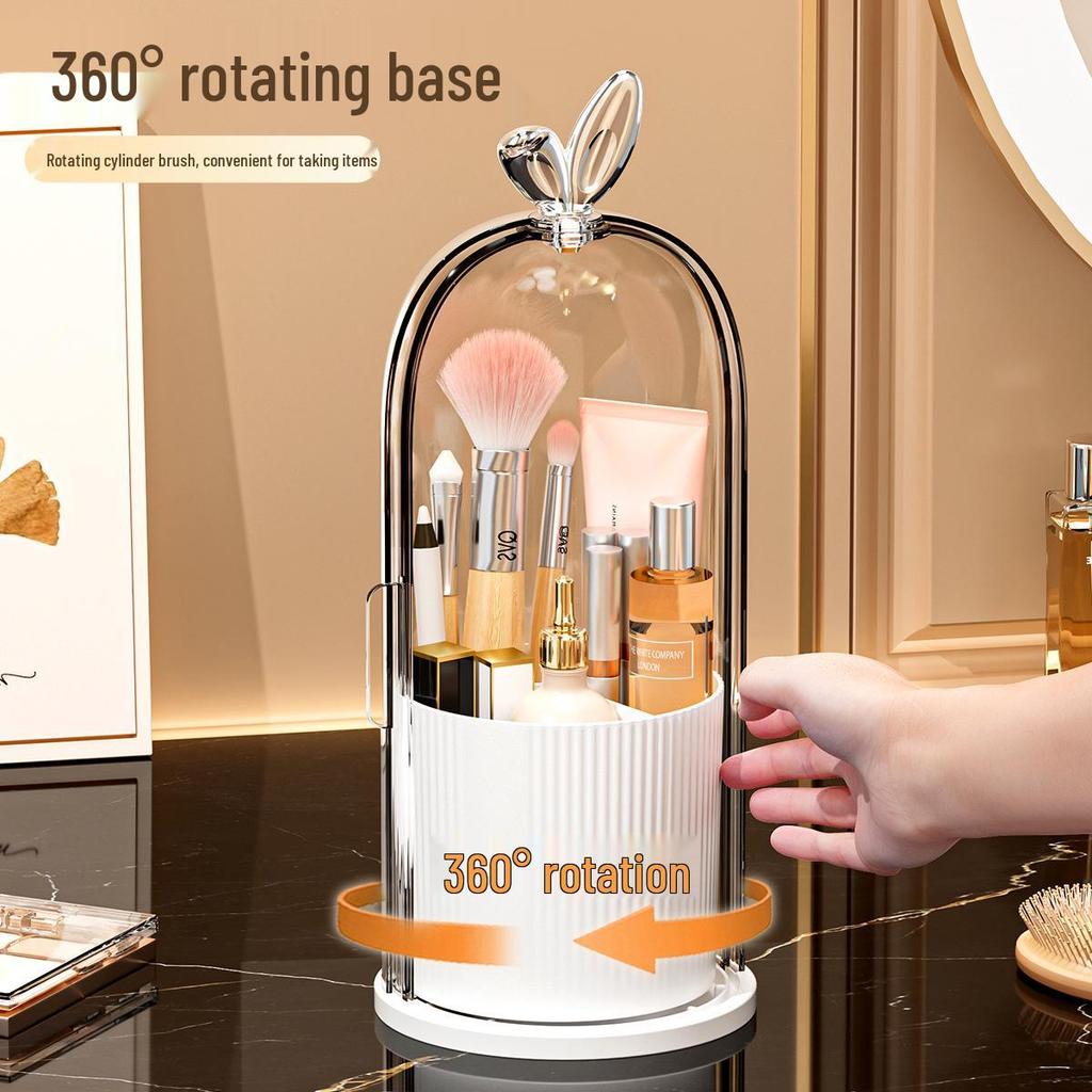Drehbarer Make-up-Pinsel- und Stifthalter - Staubdichte Kosmetik-Aufbewahrungsbox für Schminktisch