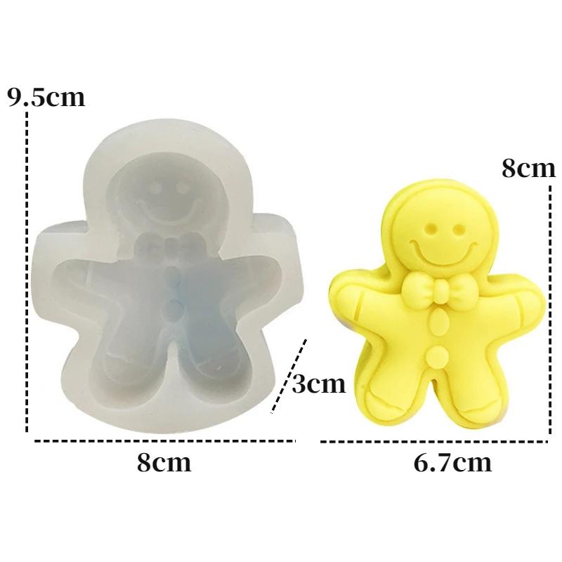 3D Smile Gingerbread Man Silicone Candle Mold DIY Christmas Gift Making Tools Handmade Soap Gypsum Resin Crafts Molds Home Decor