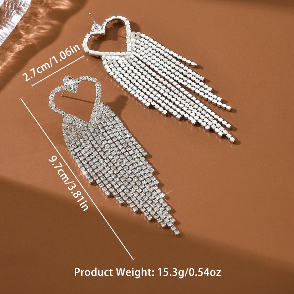Cross border new fashionable heart earrings, feminine temperament, luxurious diamond studded earrings, earrings