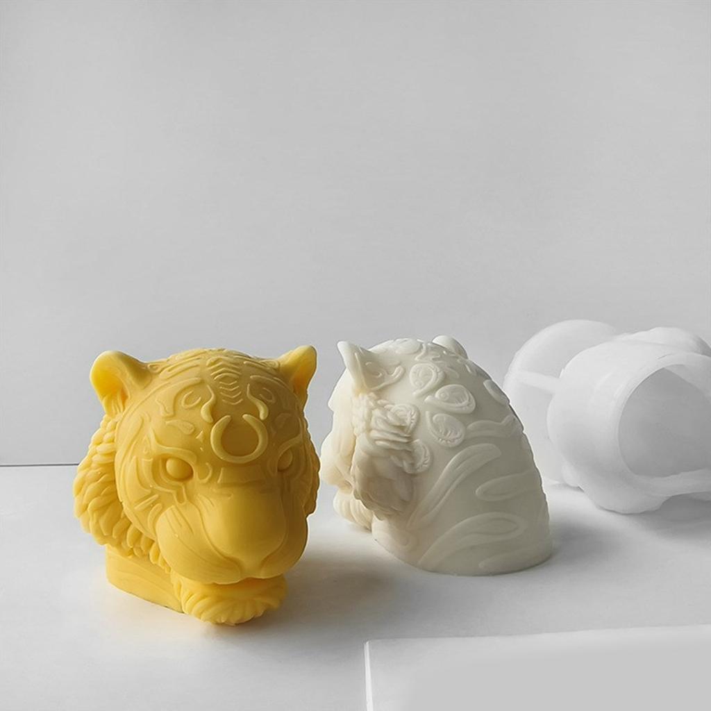 Tigers Head Candle Mold for Making Candle Soap Fondant Decors Silicone Molds Chocolate Baking DIYs Craft Gypsum Ornament