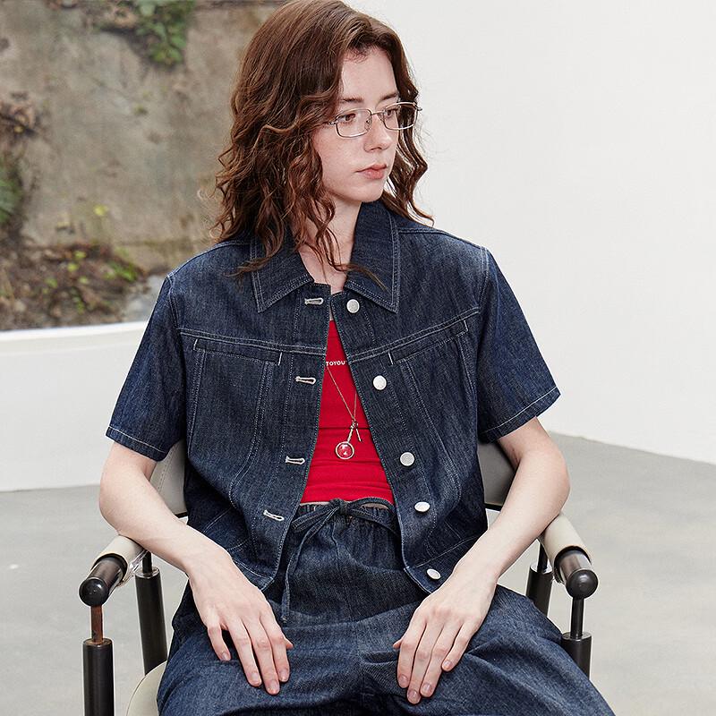 Women's Retro Cotton Linen Denim Shirt
