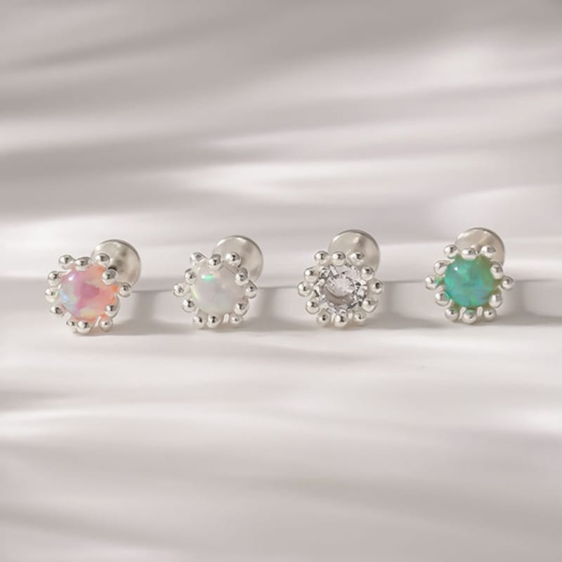 JEWNEL (1+1)Silver925 It Color Cubic Labret Piercing (4 colors)