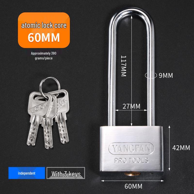 Extended Padlock Cabinet Lock, Long Beam & Handle, U-Shaped Household Door Lock