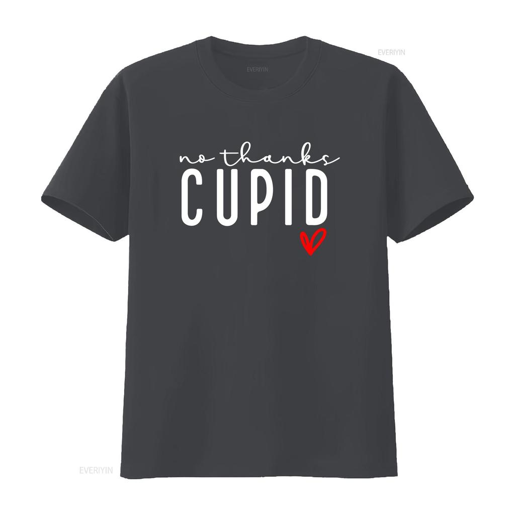 No Thanks Cupid T Shirt Happy Valentine s Day Anti Valentine's Funny  vintage Washed Slightly streetwear graphic Versatile