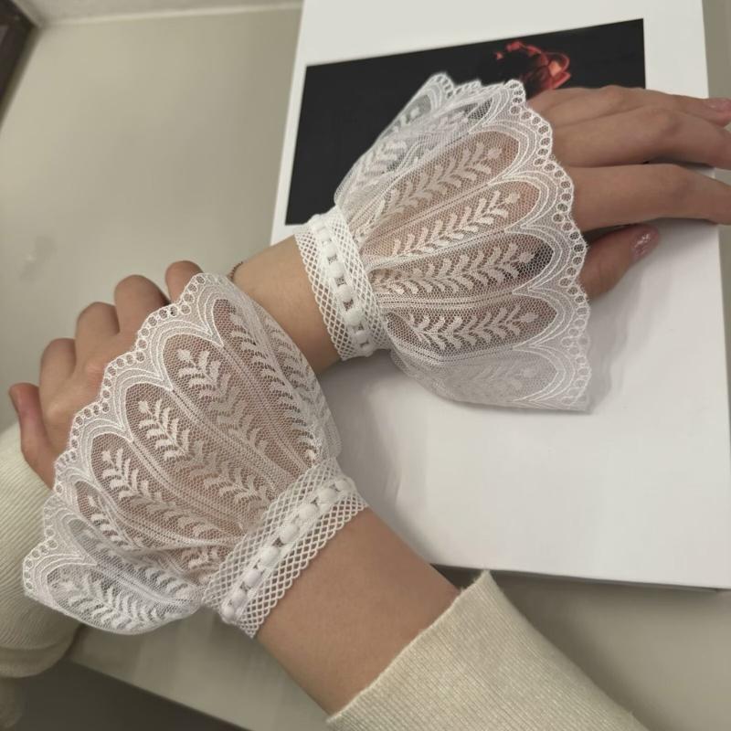 Verstellbare Ärmelverlängerungen mit Hohlsaum, dehnbare Spitzenmanschetten, perfekt für Kleider, Blusen, Kostümzubehör