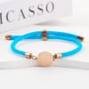Adjustable 15mm Multi-Color Round Milanese Rope Bracelet with Stainless Steel Cross for Laser UV Printing.