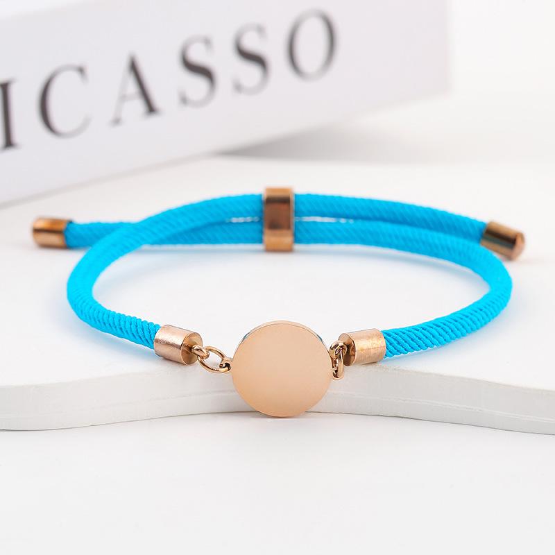 Adjustable 15mm Multi-Color Round Milanese Rope Bracelet with Stainless Steel Cross for Laser UV Printing.