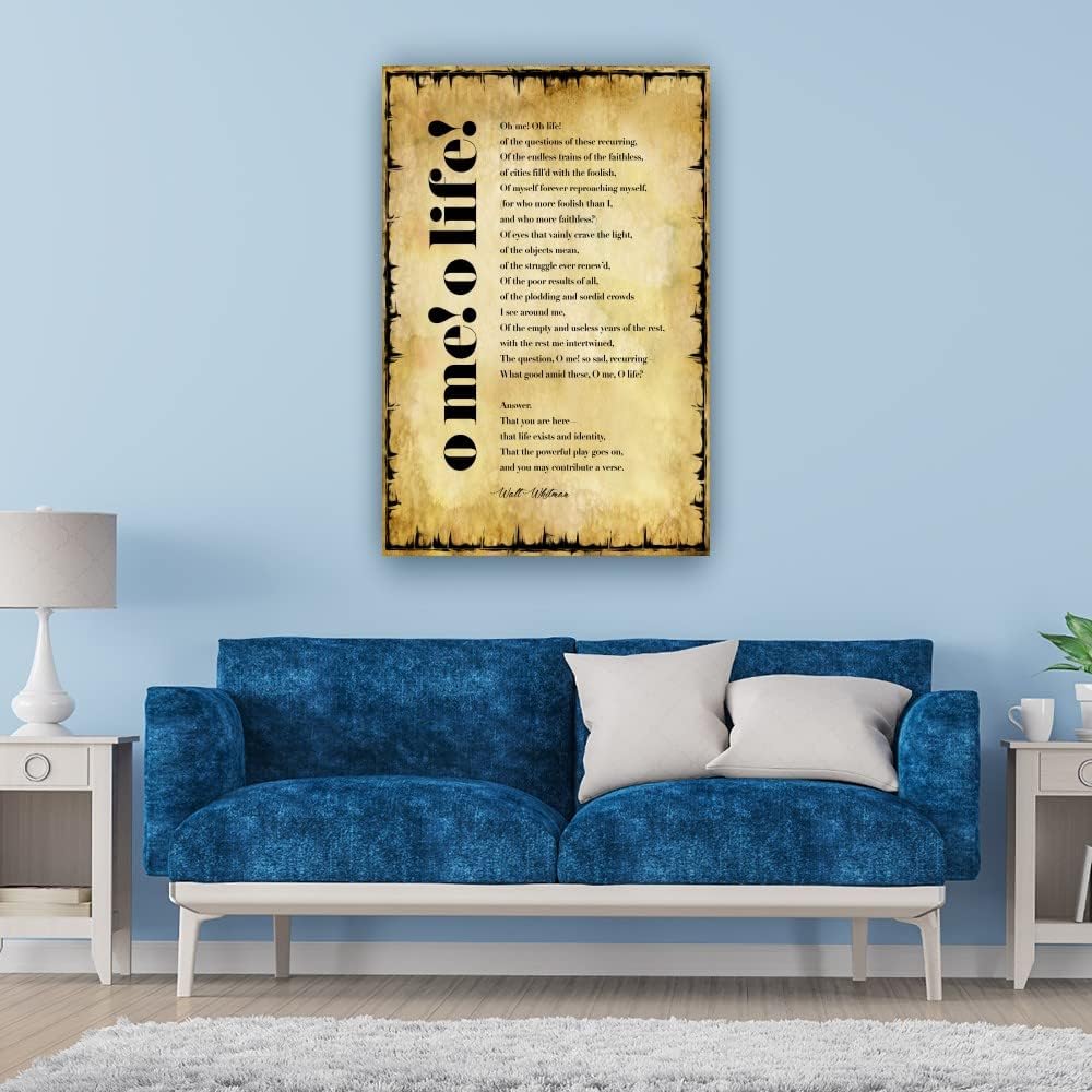 O Me! O Life! Poem Wall Art Walt Whitman Quotes Posters for Home Artwork for Kitchen Painting Prints on Canvas Decorations Printing Pictures Giclee