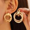European & American Cold Style Metal Stud Earrings: Retro, High-End, Smooth Design with Personality Ear Cuffs