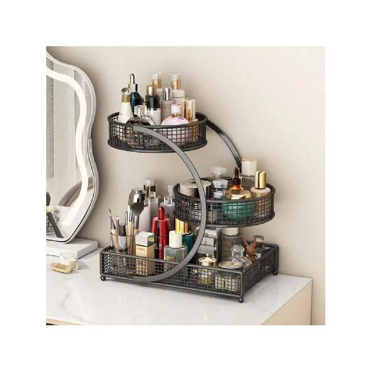1PCS 3-Tier Cosmetic Storage Rack - No Assembly Required, Bathroom Countertop Storage Rack - Bathroom Storage Rack - Cosmetic St чёрный