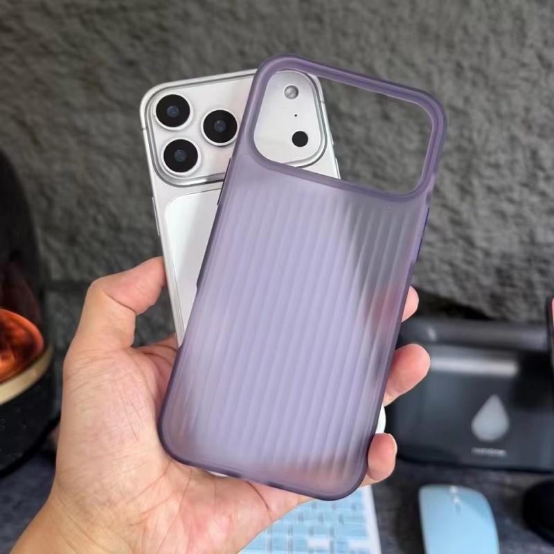 Stripe Corrugated Luggage Pattern Translucent Phone Case For iPhone 17 Air 16 15 14 13 12 Pro Max Frosted Shockproof Armor Cover
