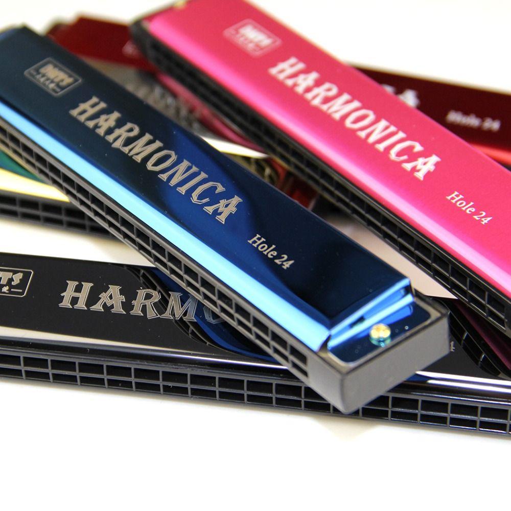 Tremolo Harmonica 24 Hole Harmonica Double Row Blues Harmonica C-key Harmonica Student