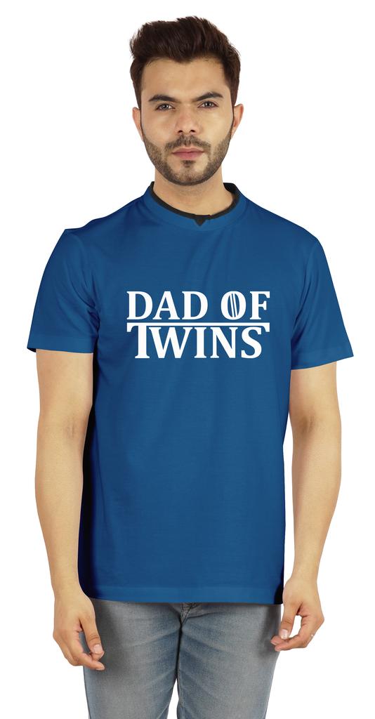 Inkmeso "Dad of Twins" Graphic Tshirt Cotton Jersey Half Sleeve Shirt for