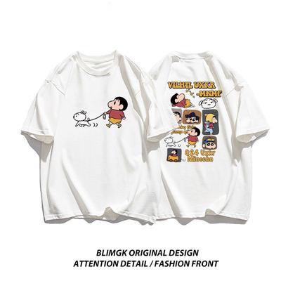 Crayo.n Littl.e Neues Japanisches Anime Bedrucktes Baumwoll-T-Shirt Niedlicher Stil Damen Kurzarm-T-Shirt Persönlichkeit Hochwertige Oberteile
