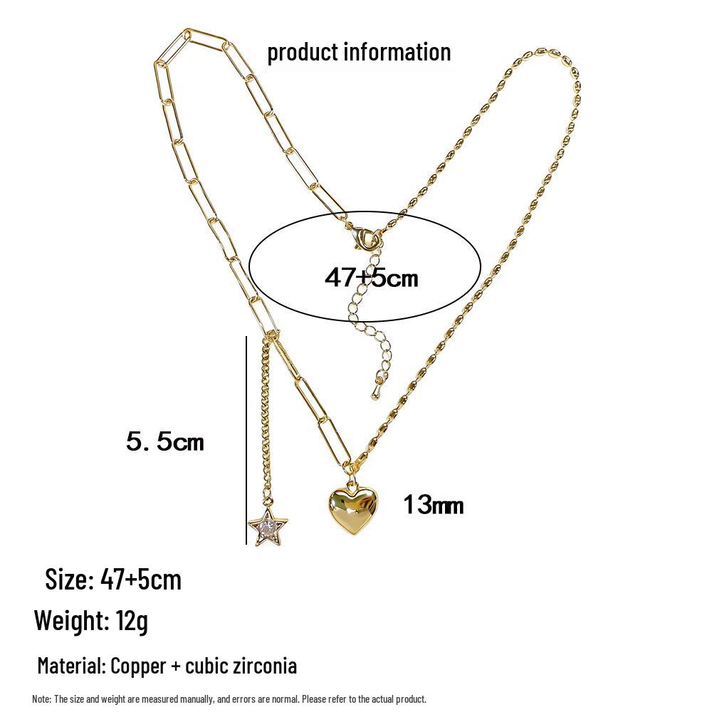 Heart & Star Necklace: Hip Hop, Cool Style, Light Luxury Design