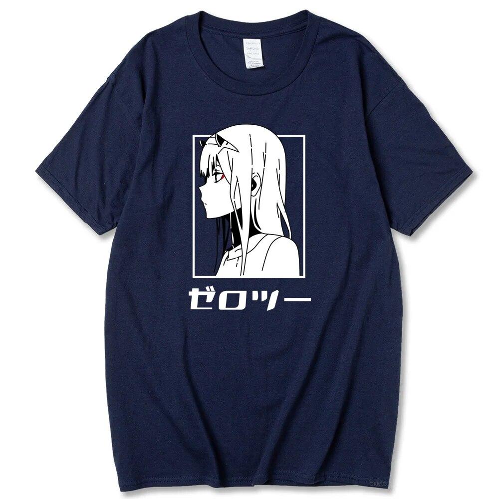 Tricou cu anime japonez Darling In The Franxx unisex Kawaii Cartoon Zero Two Tricou Harajuku Unisex Topuri Unisexga Tricou grafic Bărbați Unisex