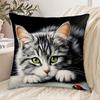 1 Pillowcase, 2D Flat Printing, Single-sided Print, No Pillow Insert, 17.72 X 17.72 Inches (45 X 45cm), Non-real Embroidery, Modern Style, Cat Design 