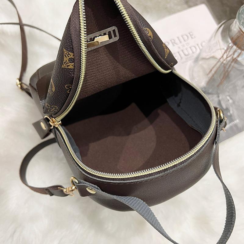 Retro Trend Printed Zipper Double Shoulder Women's Bag Versatile Multi-functional Textured Women's Bag