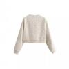 Womens Lightweight Corduroy Bomber Jacket With Round Neck Button Loose Fit Urban Chic Style