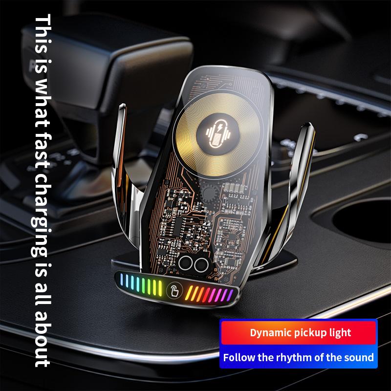 M9S lumière de ramassage 66W charge rapide conception de circuit transparent support de téléphone portable à chargement sans fil pour voiture fournitures pour voiture
