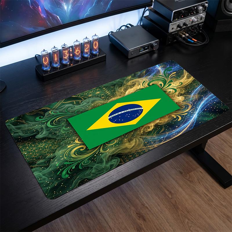 Podložka pod myš s logem brazilského fotbalu, prodloužená protiskluzová gumová podložka na stůl pro hraní her, kancelář, notebook, dárek pro fanouška