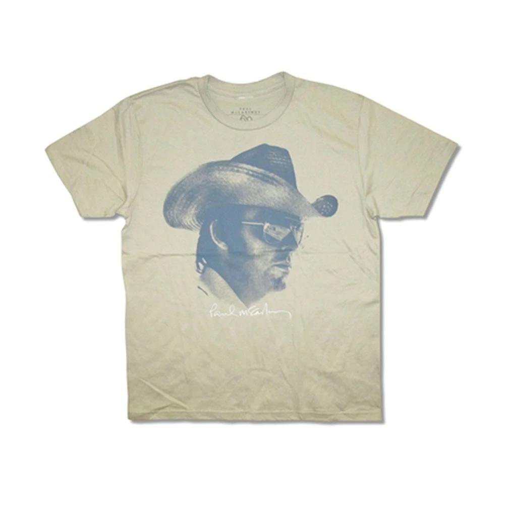 Men s Paul Mccartney Paul McCartney Cowboy Hat T-shirt Small White L