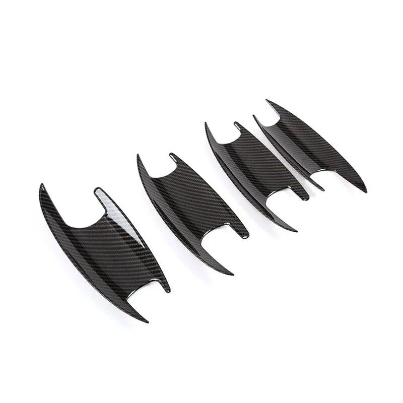 For Mercedes Benz C E GLC Class W205 W213 X253 2017 2018 Car Carbon texture Exterior Door Handle Pull / Door Bowl Cover Trim