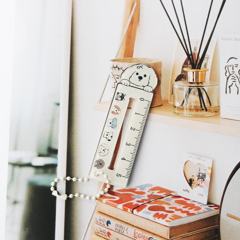 Cute Cartoon Animal Cat Dog Ruler Mini 5cm Portable Stationery Ruler Pendant Backpack Charm Student Prize Student Reward Gifts
