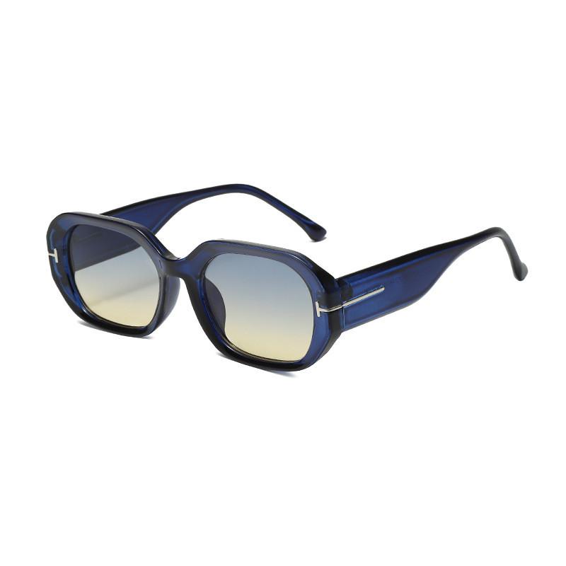 

Retro Polygon Frame Sunglasses With Pc Lenses For Casualwear And Summer Travel BlueFrameYellowGradient