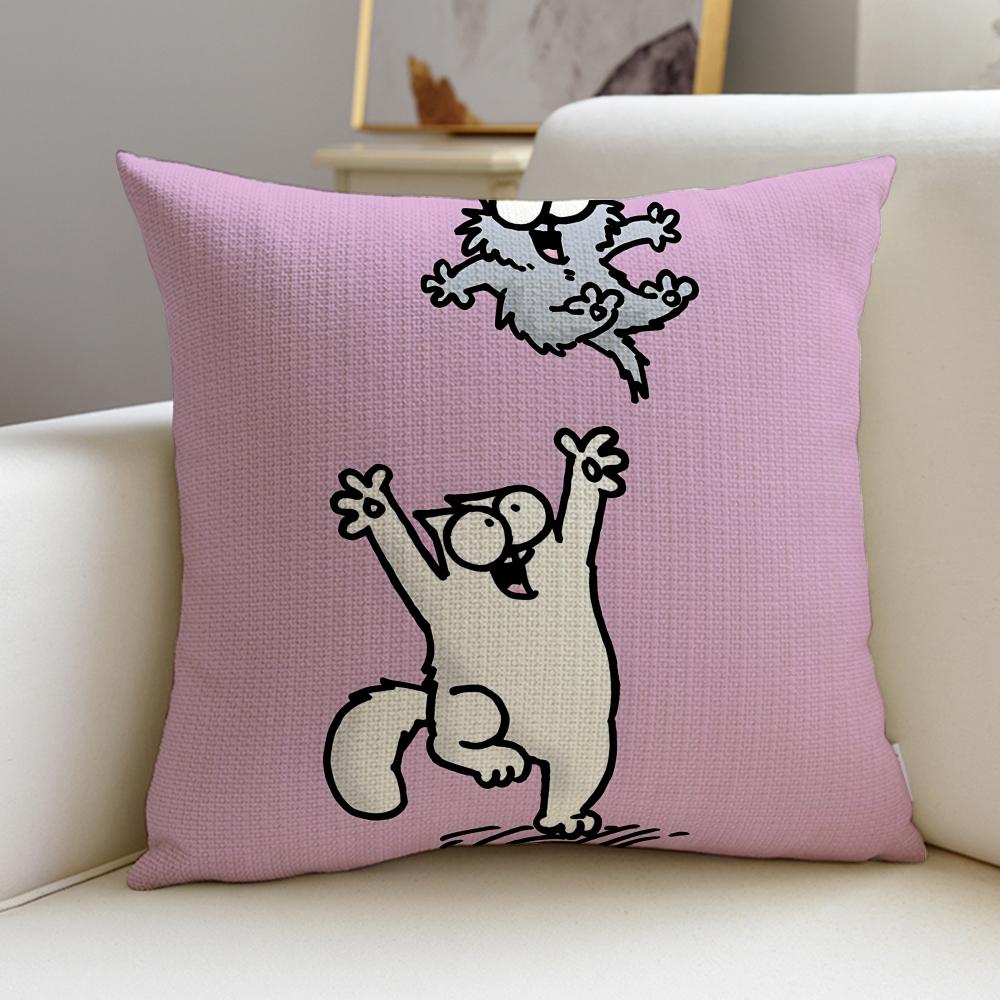 Funny SSimons CatS Cushion Cover Breathable and skinfriendly linen pillowcase square removable and washable cushion
