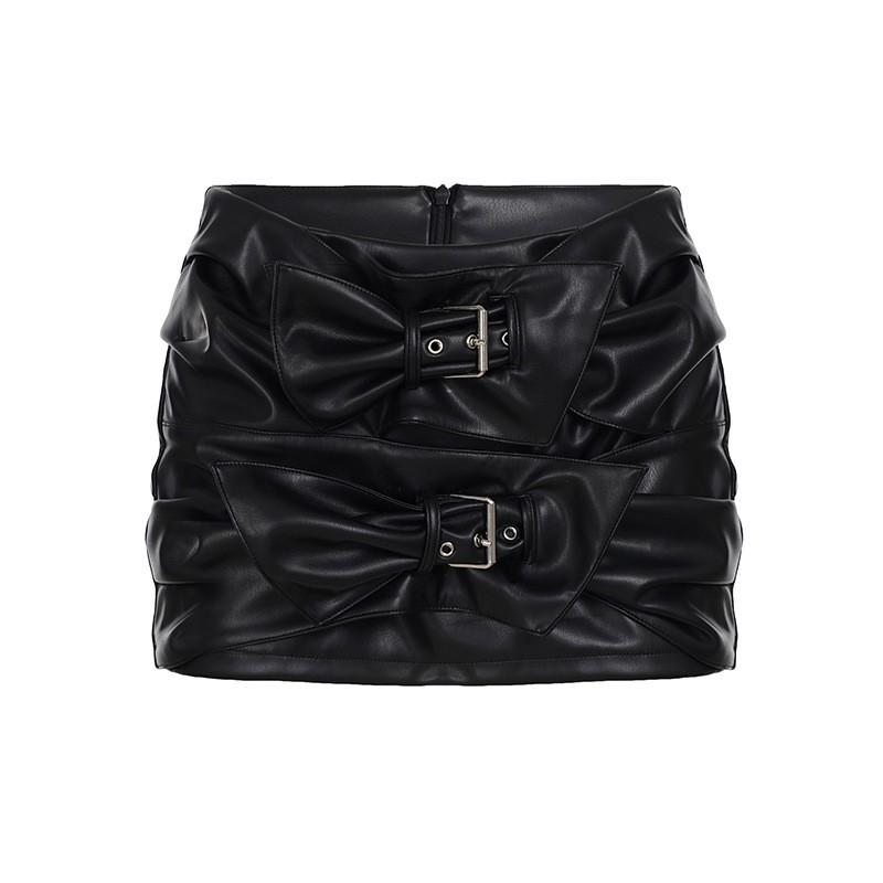 Womens Punk Rivet PU Leather Mini Skirt Sexy Streetwear Bodycon Teens