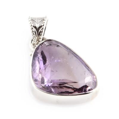 Natural Pink Amethyst Gemstone 925 Solid Sterling Silver Gift Pendant 1.2" P5g76