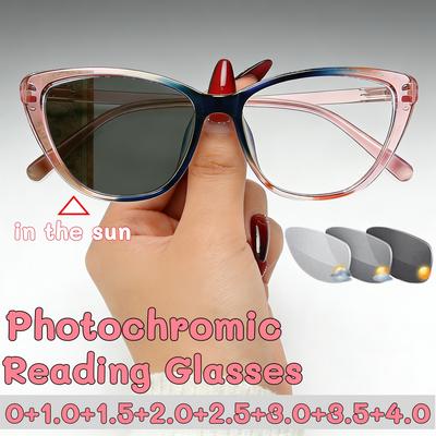 Lunettes de lecture photochromiques œil de chat populaires pour femmes, lunettes de vue personnalisées pour dames, bloquant la lumière bleue, changeant de couleur pour la vision de loin