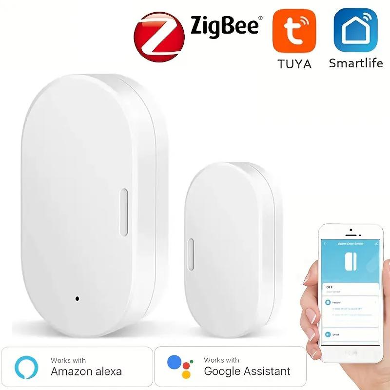 Tuya Zigbee 3.0 Detector Inalámbrico de Ventana Puerta Portón Google Home Sistema de Alarma de Seguridad Control por App Sensor Magnético de Puerta Smart Life