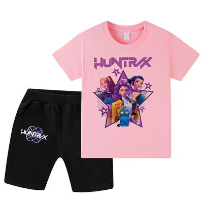 WA1220 Kids Boys Girls Kpop Rumi Zoey Mira Print Short Sleeves T-shirt Shorts Pants Sets