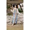Seaside Vacation Floral Suspender Dress New French Retro Bohemian Ethnic Style Beautiful Long Dress