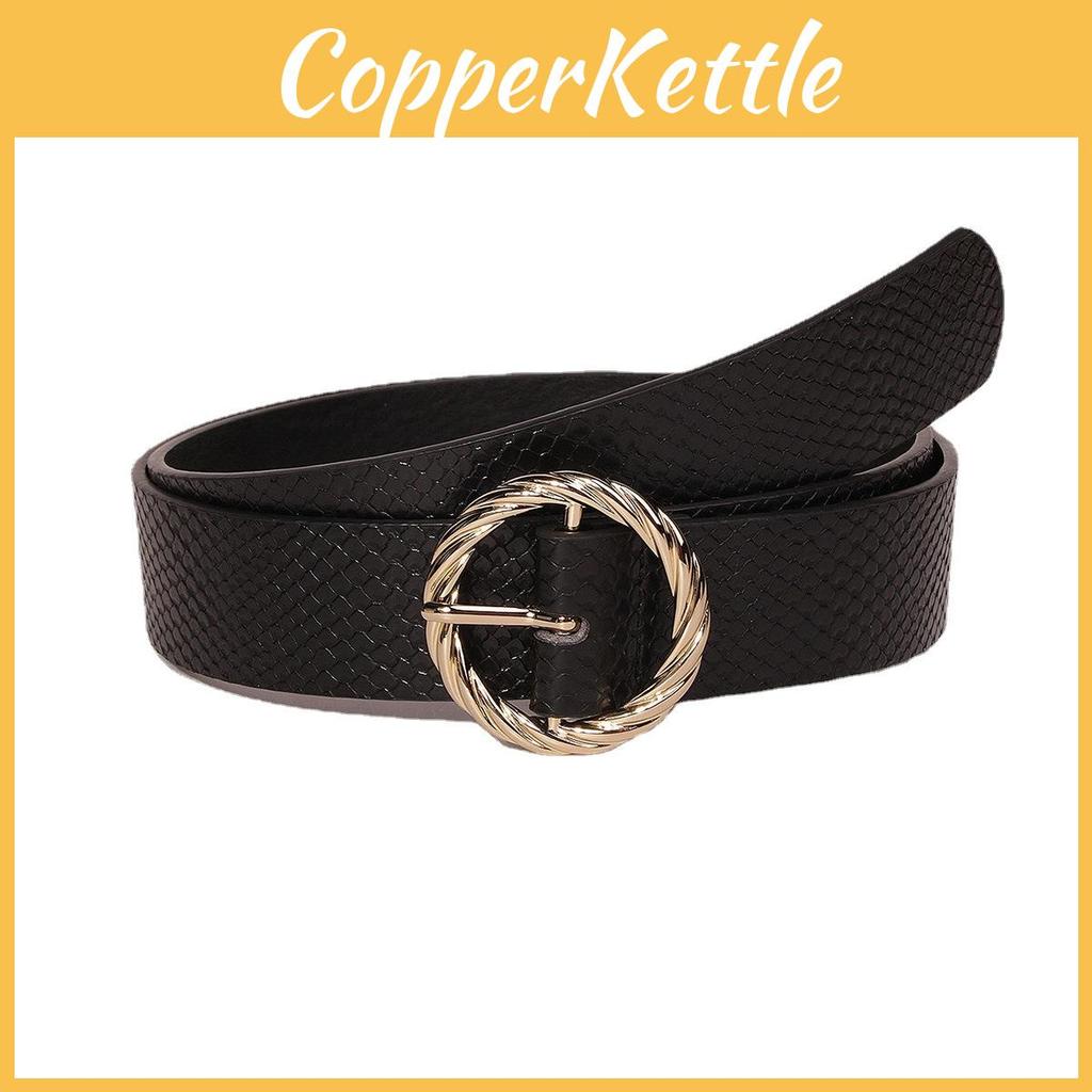 Geometric Style Womens Waist Belt With Nickel Finish Buckle For Work
