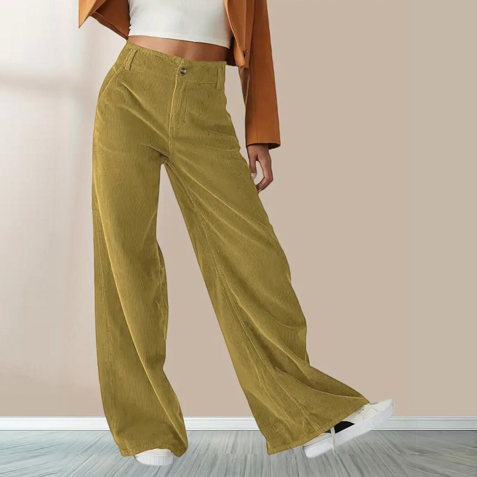 

Женские модные повседневные брюки с высокой талией, узкие повседневные прямые брюки XL жёлтый