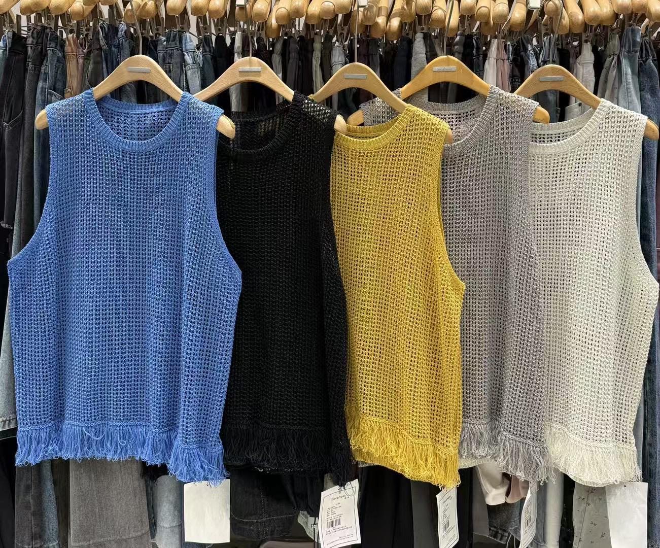 

Becabeau Женский вязаный жилет большого размера в корейском стиле с бахромой - Летний стиль One Size чёрный