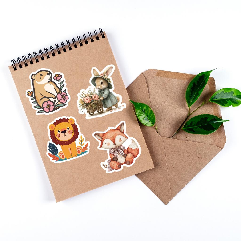 50 Pieces of Fairy Tale Animal Series Graffiti Stickers, Stationery Stickers, Water Cup Computer Waterproof Decorative Stickers