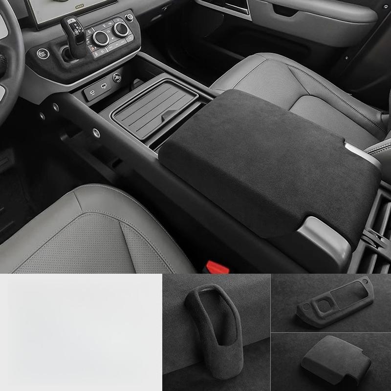 For Land Rover Defender 110, 90 version file handle cover, gear panel, armrest box cover, fur decoration modification 2022-2025