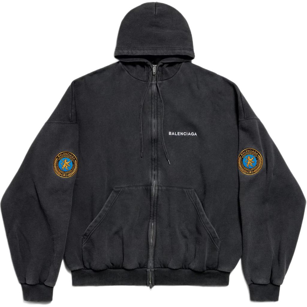 Balenciaga Uniform Patch Zip Up Hoodie 826162TSVH31041