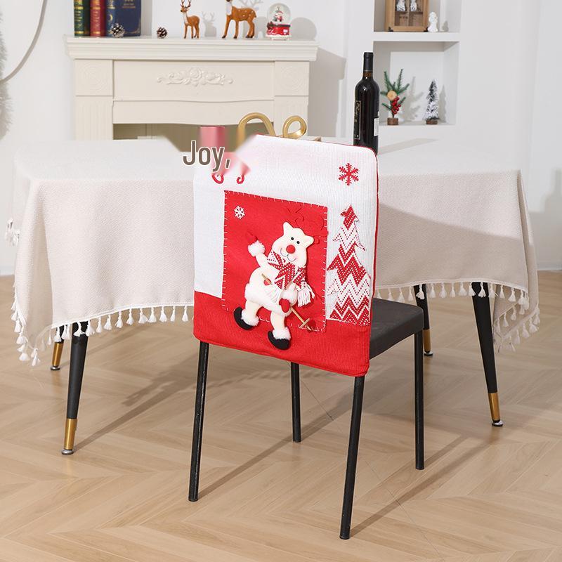 3D Cartoon Santa, Snowman & Reindeer Chair Covers - Christmas & New Year Decorations