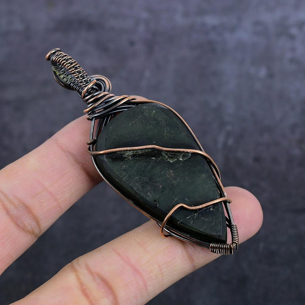 Abalone Shell Handmade Copper Wire Wrap Jewelry Pendant 3.15" I8r14