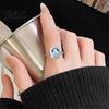 Blue Ring Rhinestone for Women Adjustable Opening Long-lasting Cubic